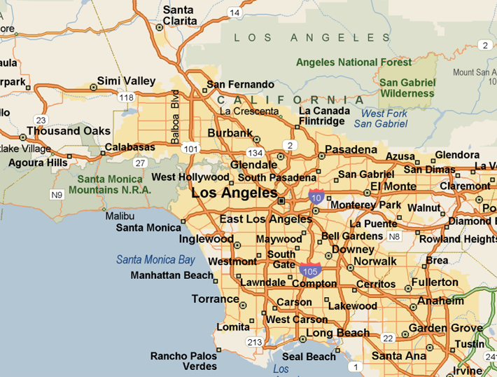 Los Angeles County Courier Map