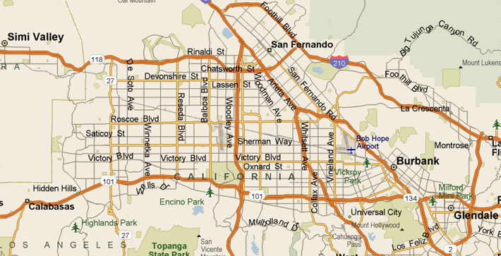 san fernando valley zip code map